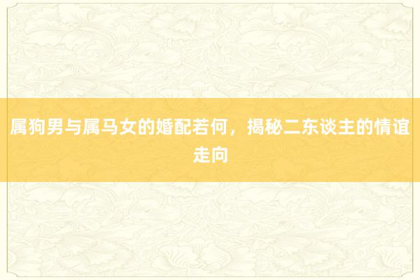 属狗男与属马女的婚配若何，揭秘二东谈主的情谊走向