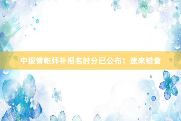 中级管帐师补报名时分已公布！速来稽查
