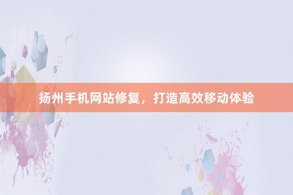 扬州手机网站修复，打造高效移动体验