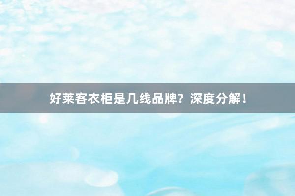 好莱客衣柜是几线品牌？深度分解！